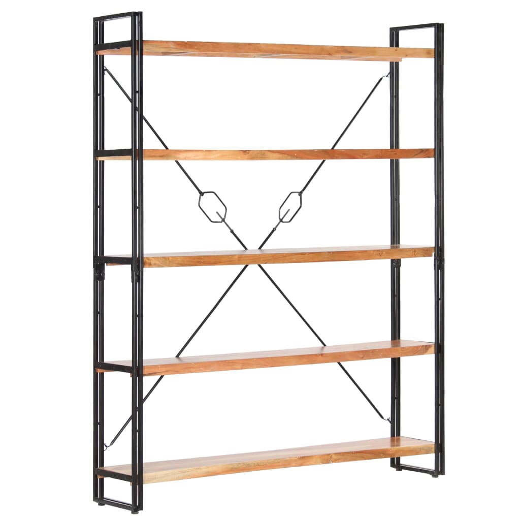5-Tier Bookcase 140x30x180 cm Solid Acacia Wood - OLBRIT