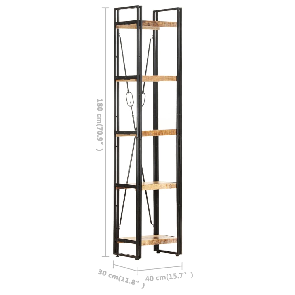 5-Tier Bookcase 39x30x180 cm Solid Mango Wood - OLBRIT