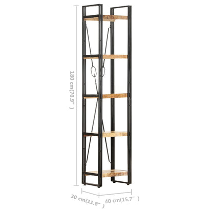 5-Tier Bookcase 39x30x180 cm Solid Mango Wood - OLBRIT