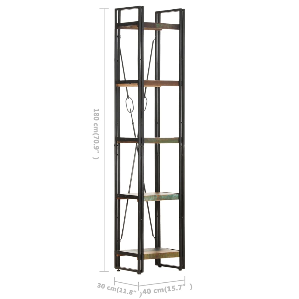 5-Tier Bookcase 40x30x180 cm Solid Reclaimed Wood - OLBRIT