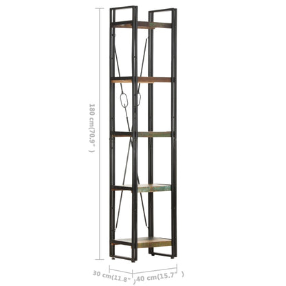 5-Tier Bookcase 40x30x180 cm Solid Reclaimed Wood - OLBRIT