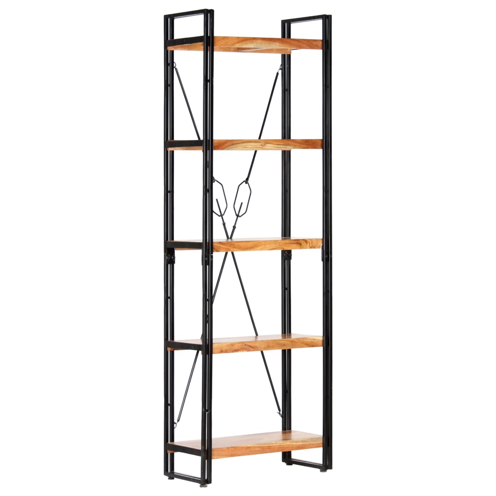 5-Tier Bookcase 60x30x180 cm Solid Acacia Wood - OLBRIT