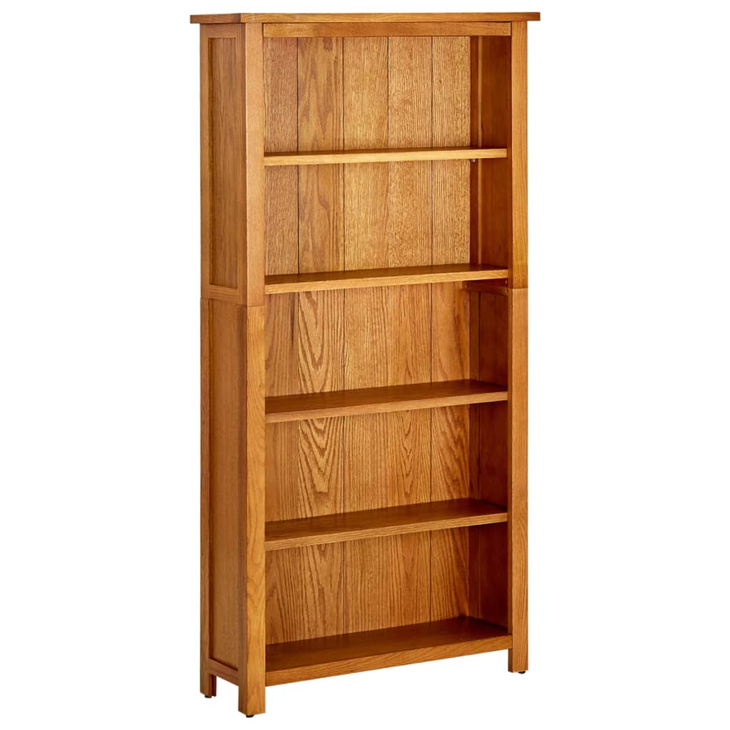 5-Tier Bookcase 70x22x140 cm Solid Oak Wood - OLBRIT