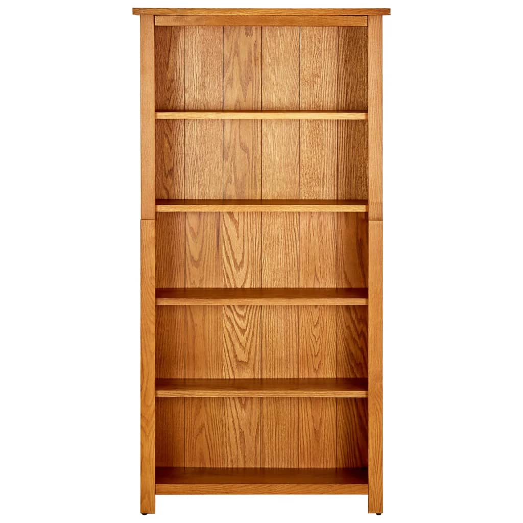 5-Tier Bookcase 70x22x140 cm Solid Oak Wood - OLBRIT