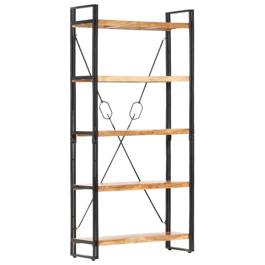 5-Tier Bookcase 90x30x180 cm Solid Acacia Wood - OLBRIT