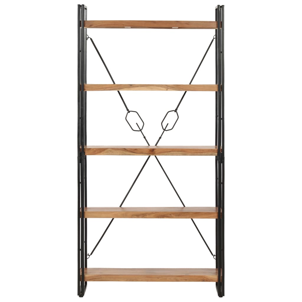 5-Tier Bookcase 90x30x180 cm Solid Acacia Wood - OLBRIT