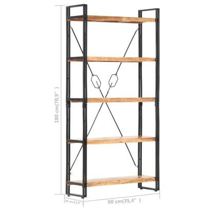 5-Tier Bookcase 90x30x180 cm Solid Acacia Wood - OLBRIT