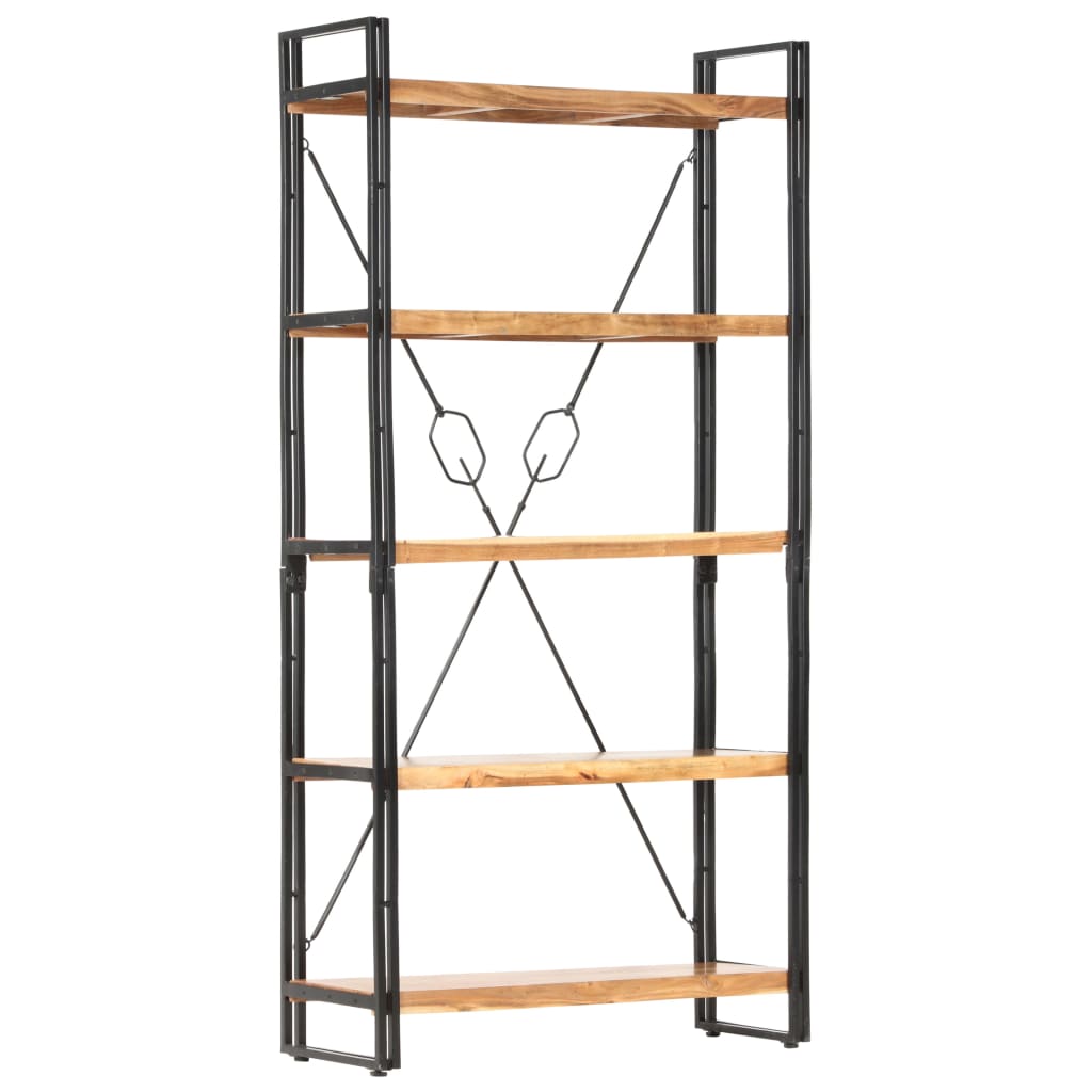 5-Tier Bookcase 90x30x180 cm Solid Acacia Wood - OLBRIT