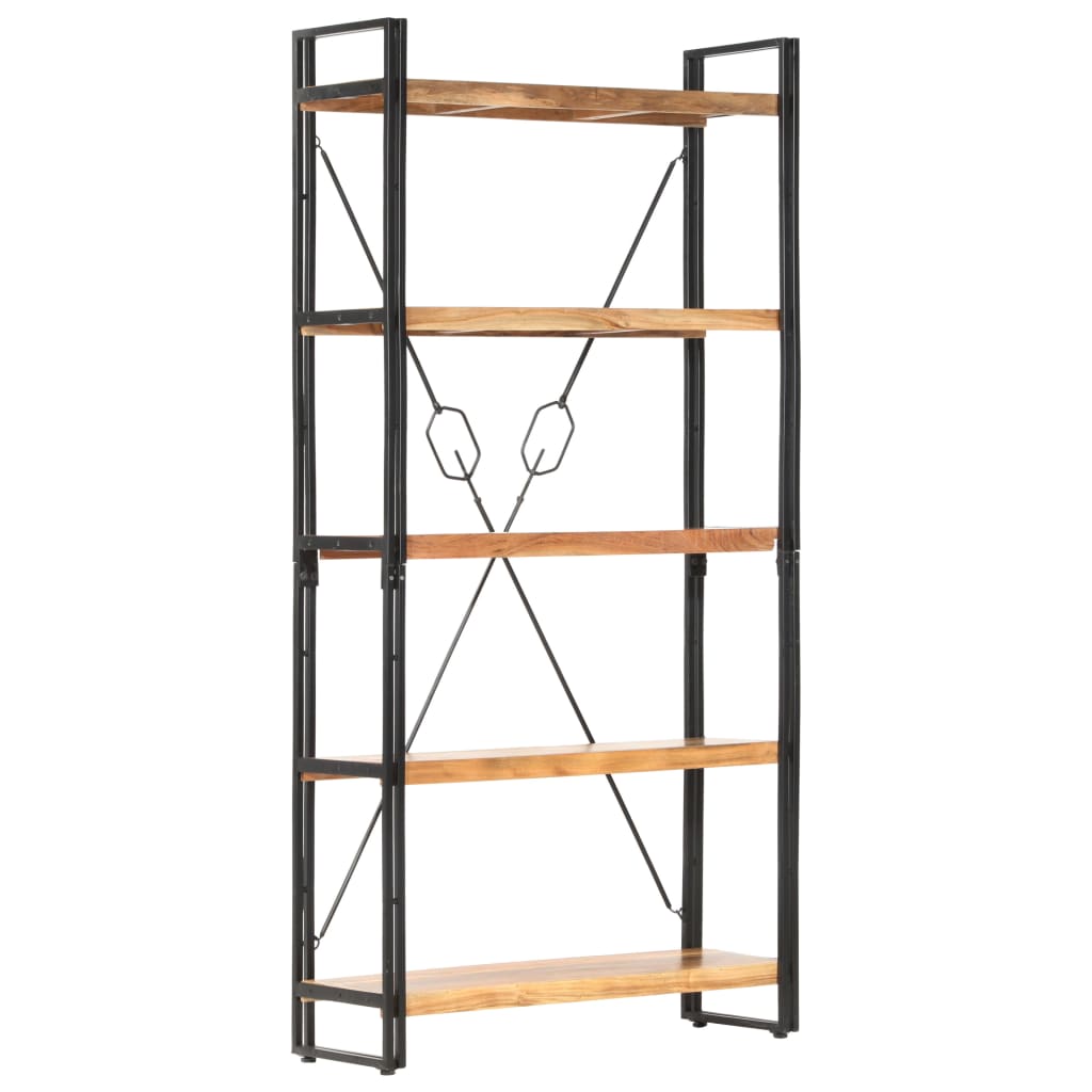 5-Tier Bookcase 90x30x180 cm Solid Acacia Wood - OLBRIT