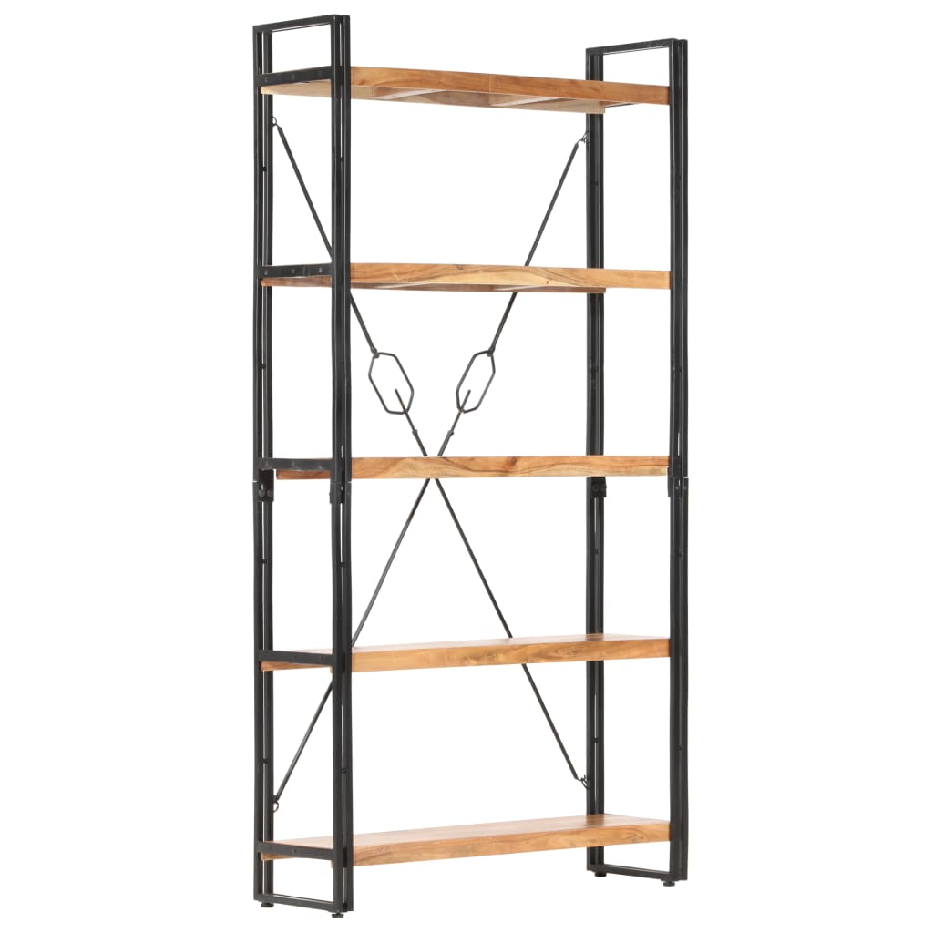 5-Tier Bookcase 90x30x180 cm Solid Acacia Wood - OLBRIT