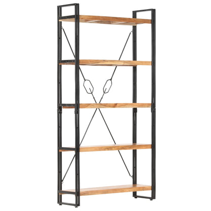 5-Tier Bookcase 90x30x180 cm Solid Acacia Wood - OLBRIT