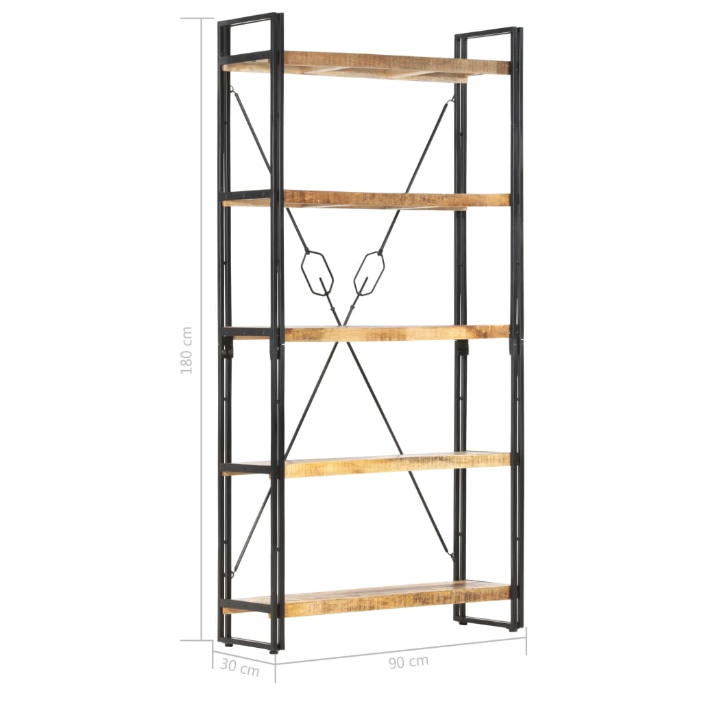 5-Tier Bookcase 90x30x180 cm Solid Mango Wood - OLBRIT