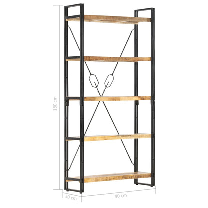 5-Tier Bookcase 90x30x180 cm Solid Mango Wood - OLBRIT