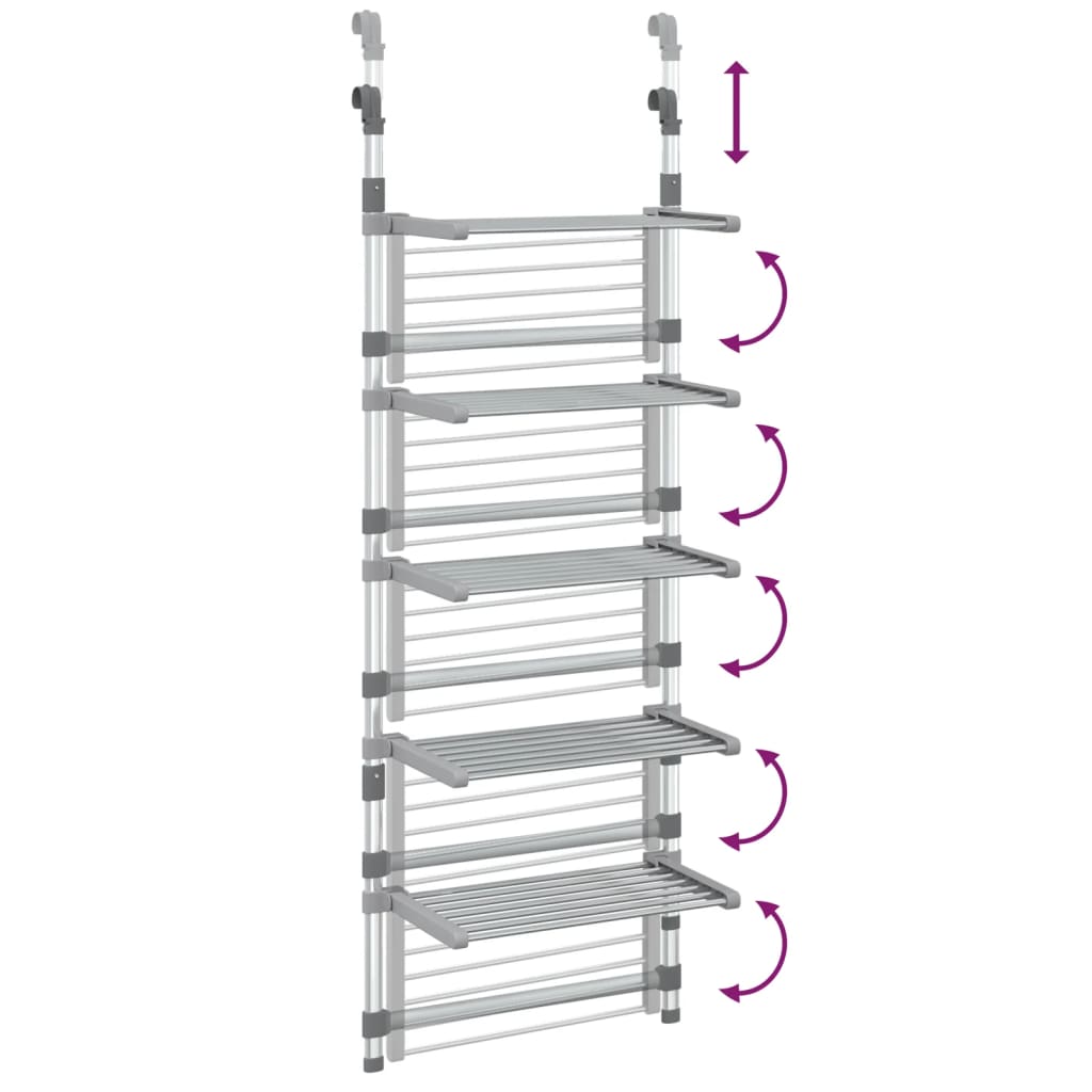 5-Tier Hanging Laundry Drying Rack Aluminium - OLBRIT