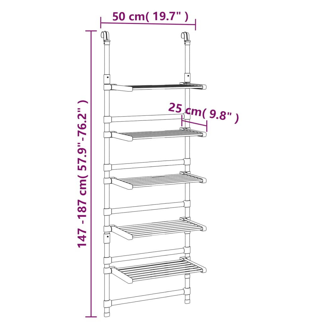 5-Tier Hanging Laundry Drying Rack Aluminium - OLBRIT