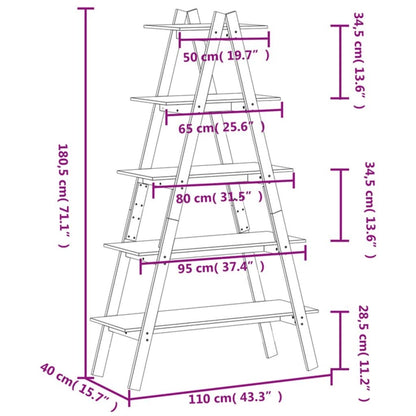5-Tier Shelf A-shape 110x40x180.5 cm Solid Wood Pine - OLBRIT
