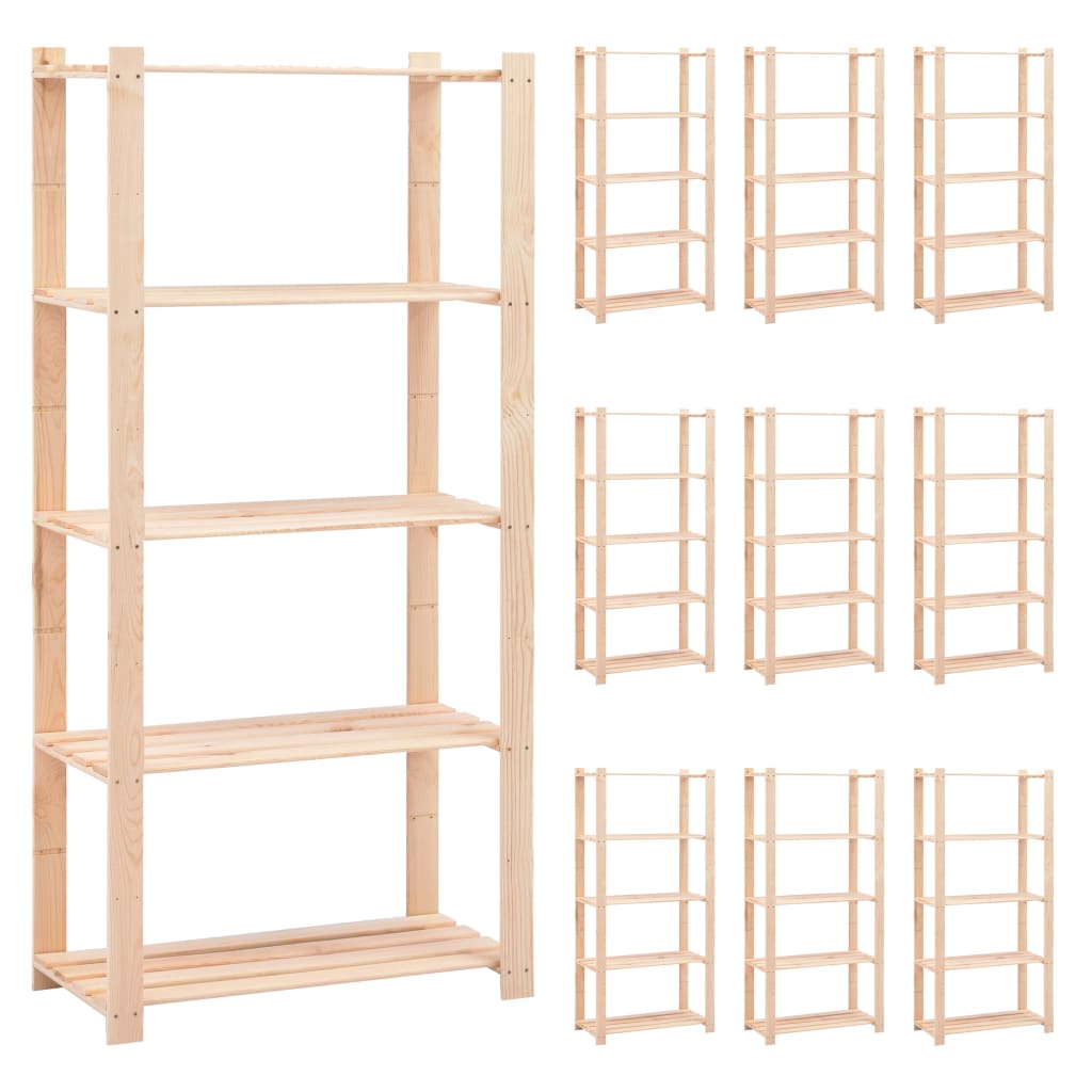 5-Tier Storage Racks 80x38x170 cm Solid Pinewood 250 kg - OLBRIT