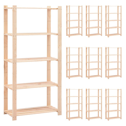 5-Tier Storage Racks 80x38x170 cm Solid Pinewood 250 kg - OLBRIT