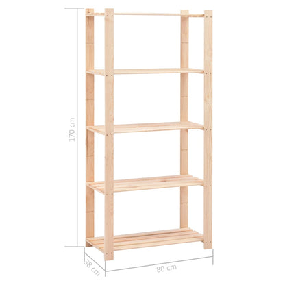 5-Tier Storage Racks 80x38x170 cm Solid Pinewood 250 kg - OLBRIT