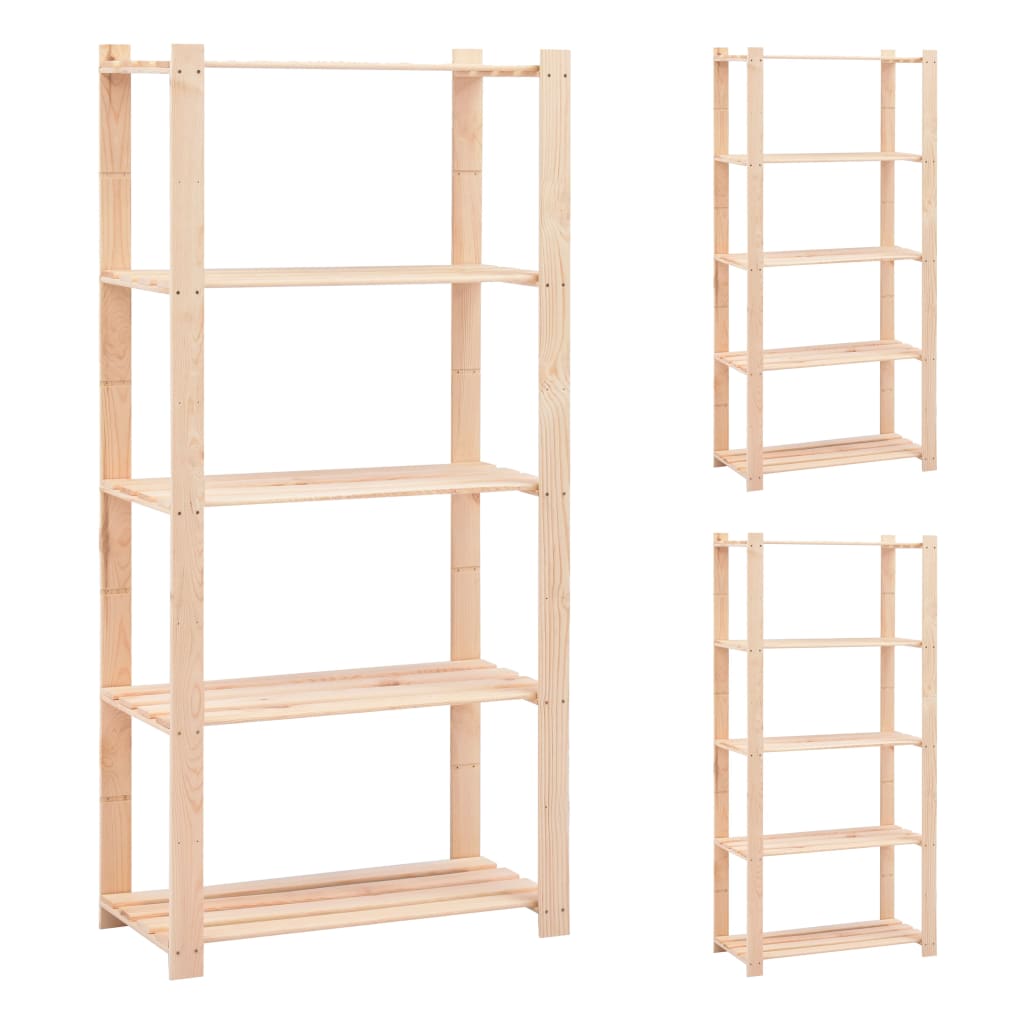 5-Tier Storage Racks 80x38x170 cm Solid Pinewood 250 kg - OLBRIT