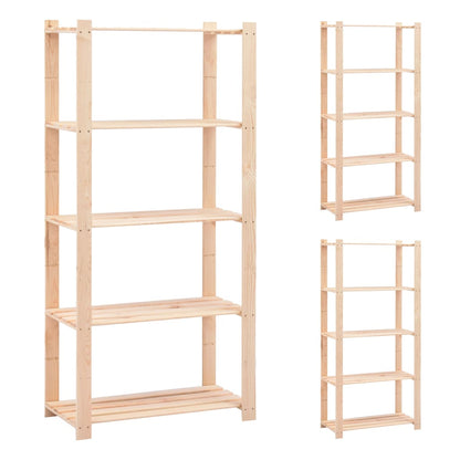 5-Tier Storage Racks 80x38x170 cm Solid Pinewood 250 kg - OLBRIT