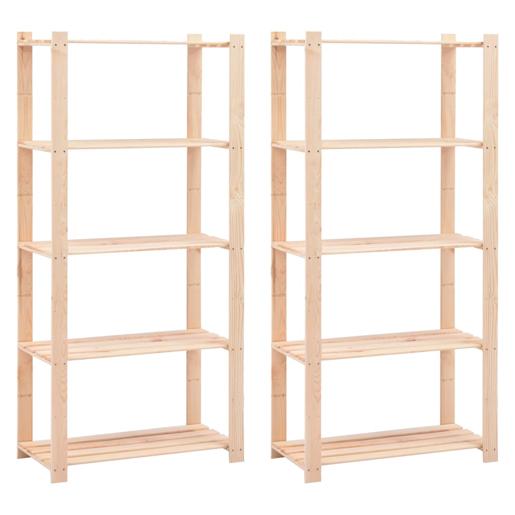 5-Tier Storage Racks 80x38x170 cm Solid Pinewood 250 kg - OLBRIT