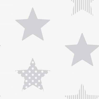 Kids at Home Wallpaper Superstar Silver and White - OLBRIT