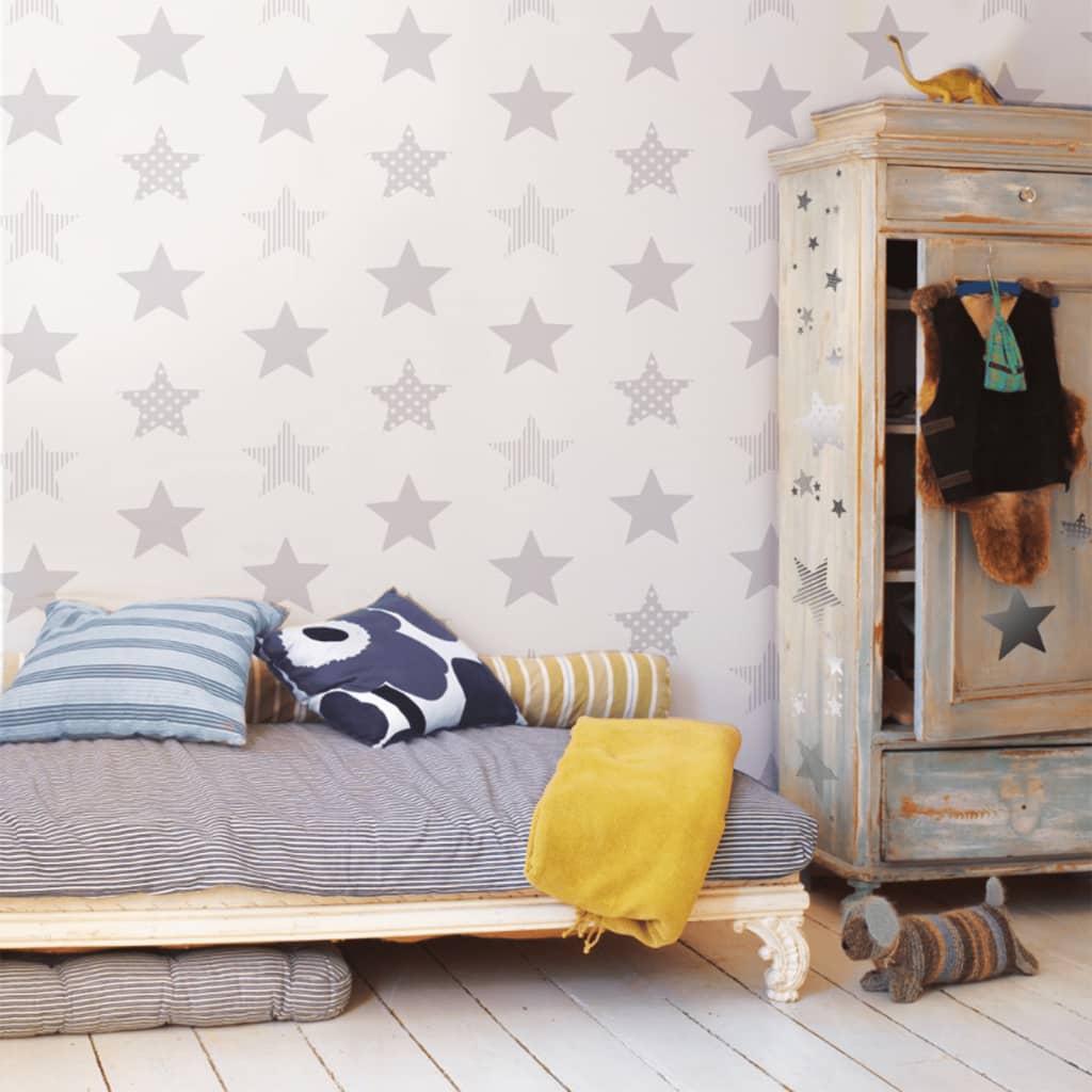 Kids at Home Wallpaper Superstar Silver and White - OLBRIT