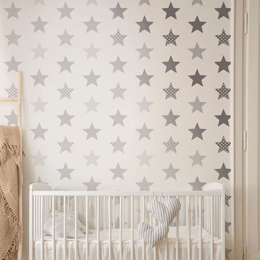 Kids at Home Wallpaper Superstar Silver and White - OLBRIT