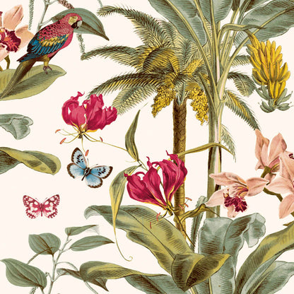 Wallpaper Tropical Palm Green and Pink - OLBRIT