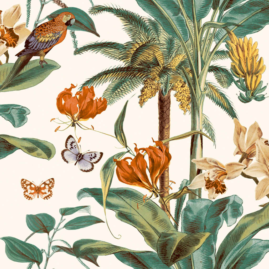 Wallpaper Tropical Palm Green and Orange - OLBRIT