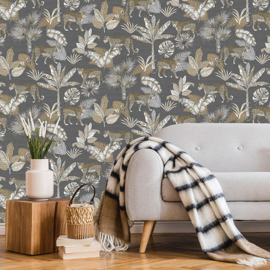 Wallpaper Leopard Grey and Beige - OLBRIT