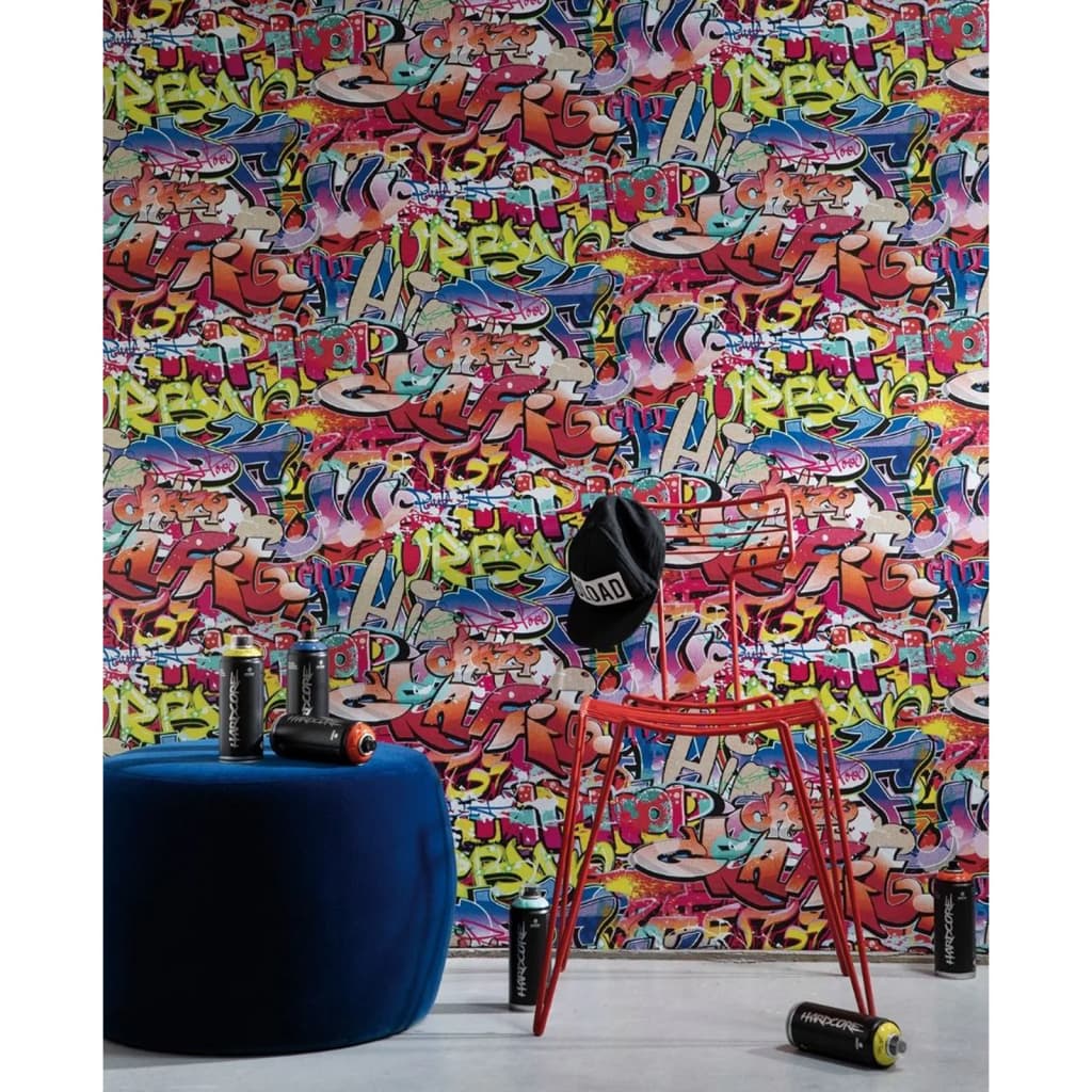 Good Vibes Wallpaper Graffiti Pink and Orange - OLBRIT
