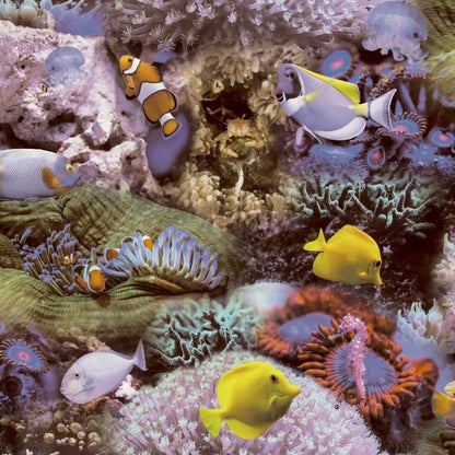 Good Vibes Wallpaper Coral and Tropical Fish Yellow and Purple - OLBRIT
