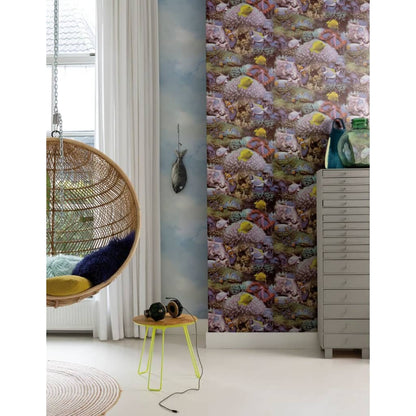 Good Vibes Wallpaper Coral and Tropical Fish Yellow and Purple - OLBRIT