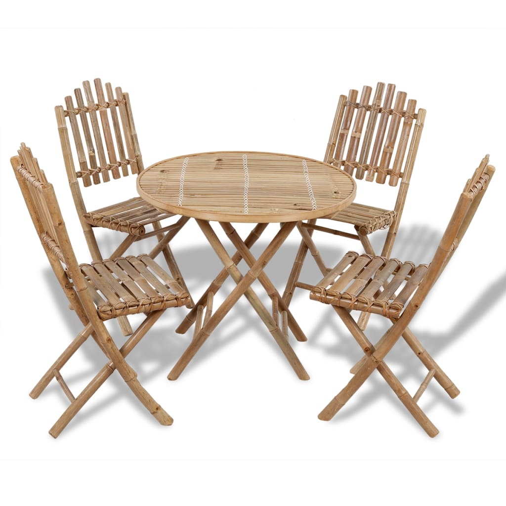 5 Piece Folding Outdoor Dining Set Bamboo - OLBRIT