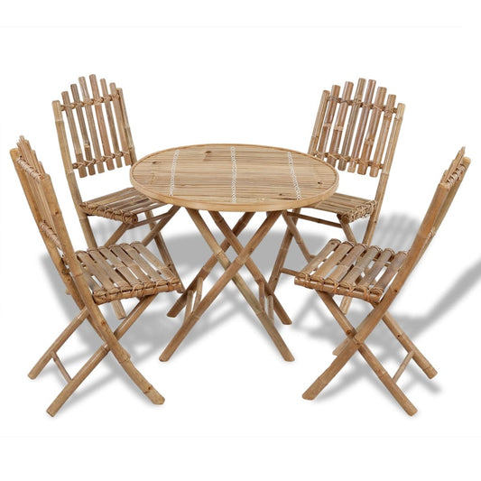 5 Piece Folding Outdoor Dining Set Bamboo - OLBRIT