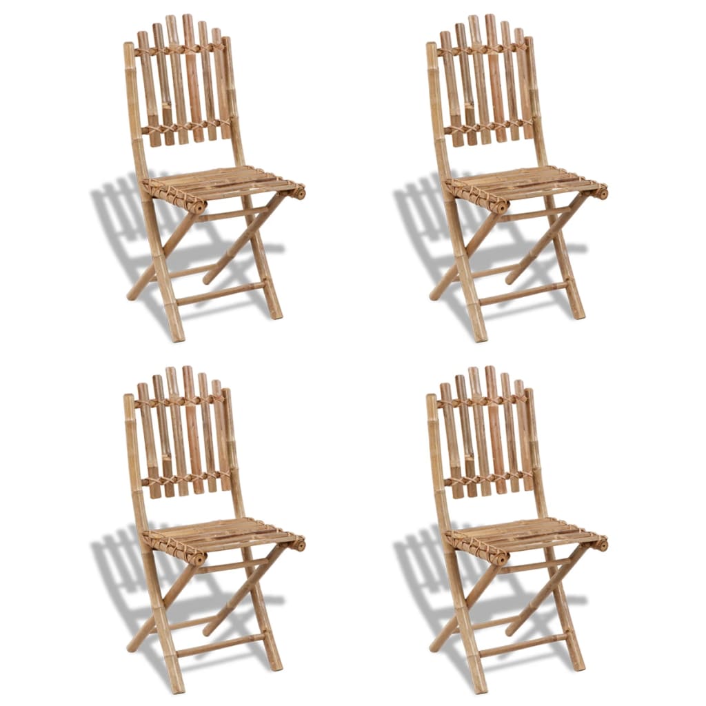 5 Piece Folding Outdoor Dining Set Bamboo - OLBRIT