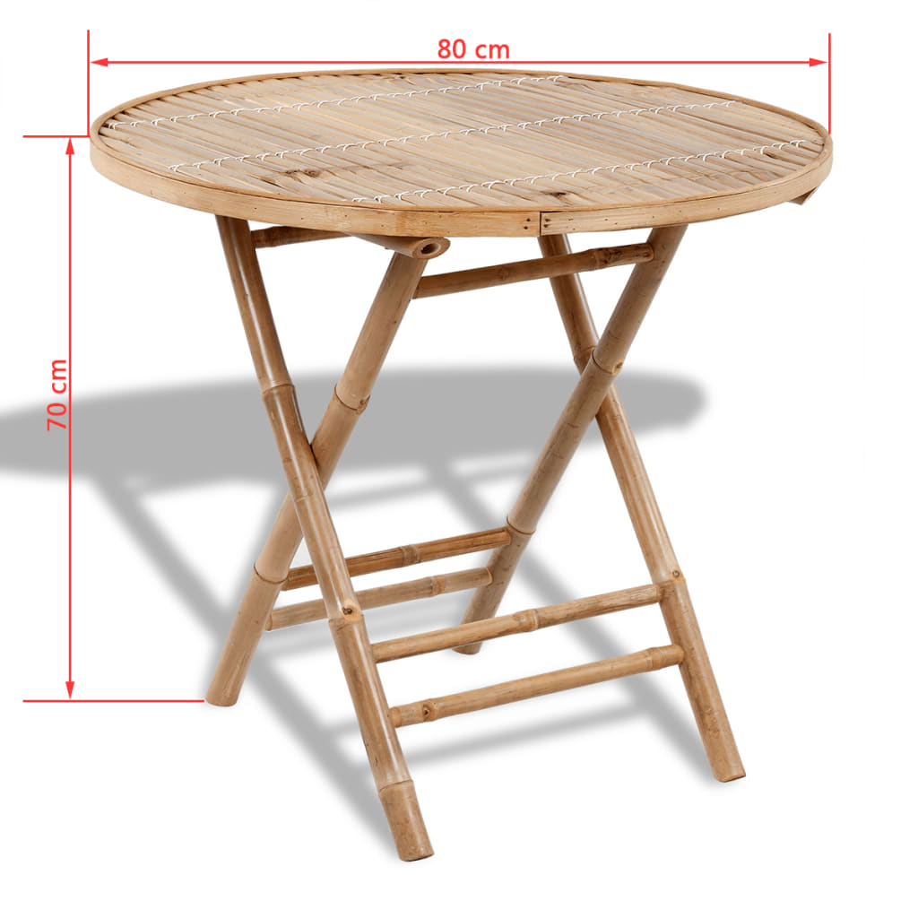 5 Piece Folding Outdoor Dining Set Bamboo - OLBRIT