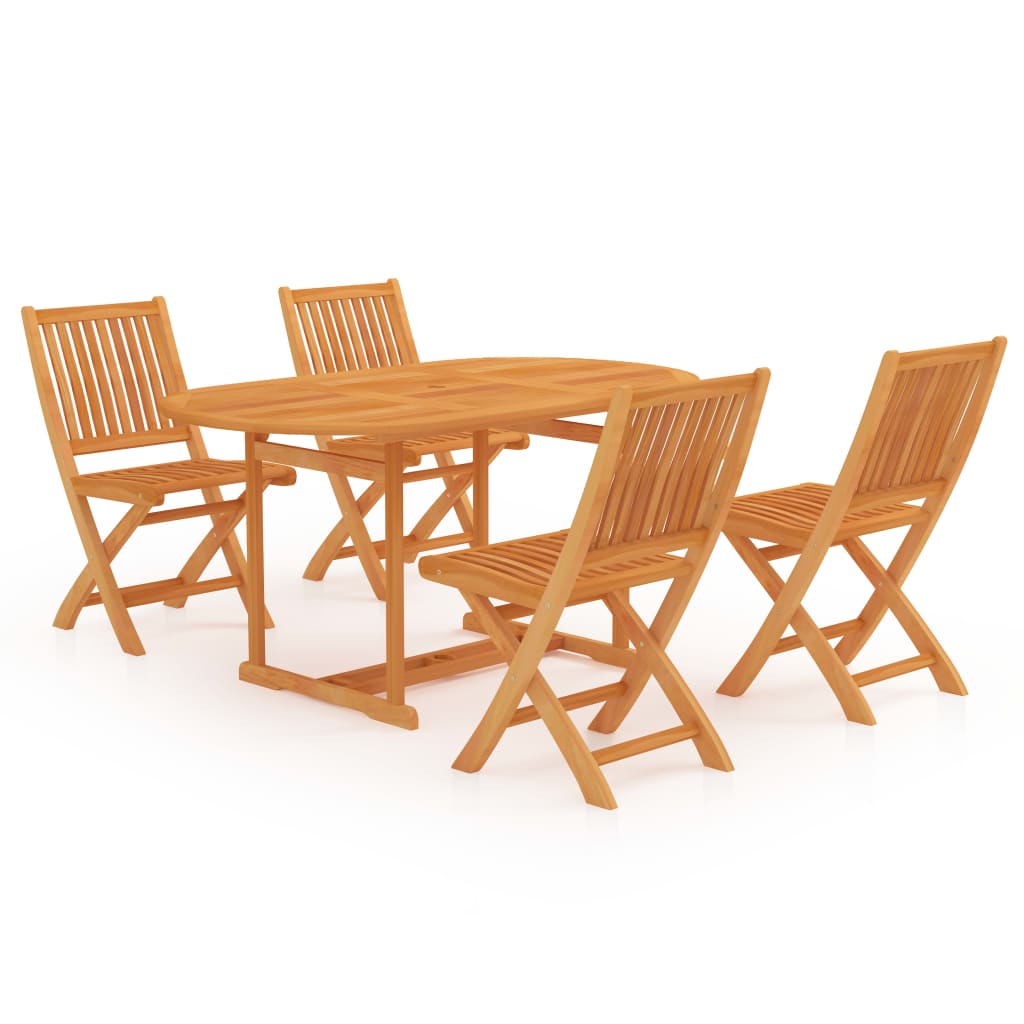 5 Piece Garden Dining Set Solid Teak Wood - OLBRIT
