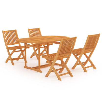 5 Piece Garden Dining Set Solid Teak Wood - OLBRIT