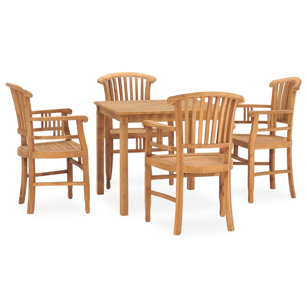 5 Piece Garden Dining Set Solid Teak Wood - OLBRIT