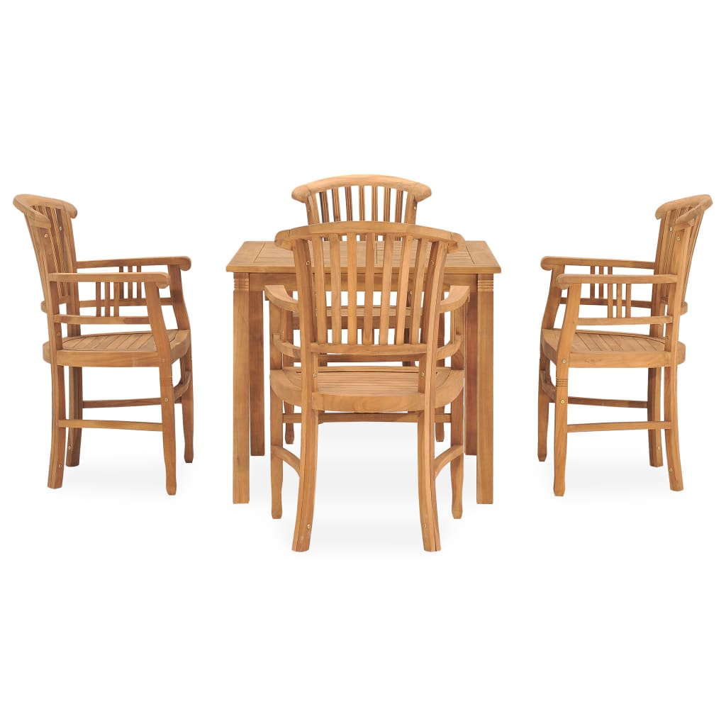 5 Piece Garden Dining Set Solid Teak Wood - OLBRIT