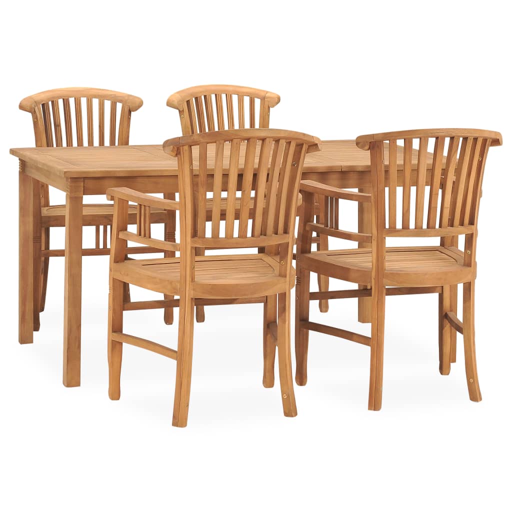 5 Piece Garden Dining Set Solid Teak Wood - OLBRIT