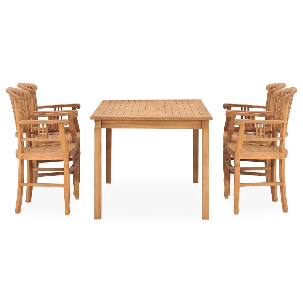 5 Piece Garden Dining Set Solid Teak Wood - OLBRIT