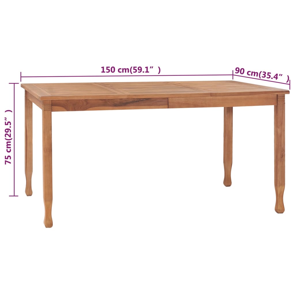 5 Piece Garden Dining Set Solid Teak Wood - OLBRIT