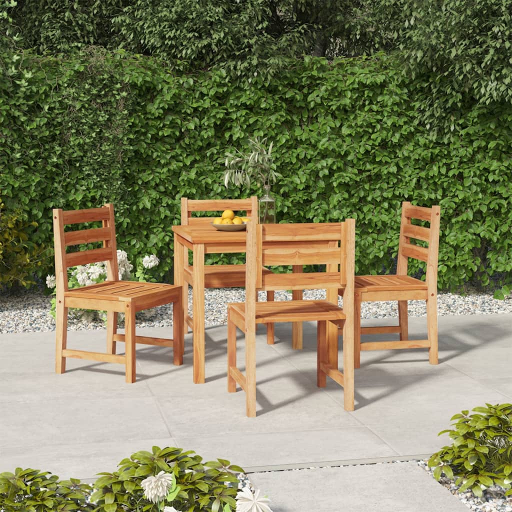 5 Piece Garden Dining Set Solid Wood Teak - OLBRIT