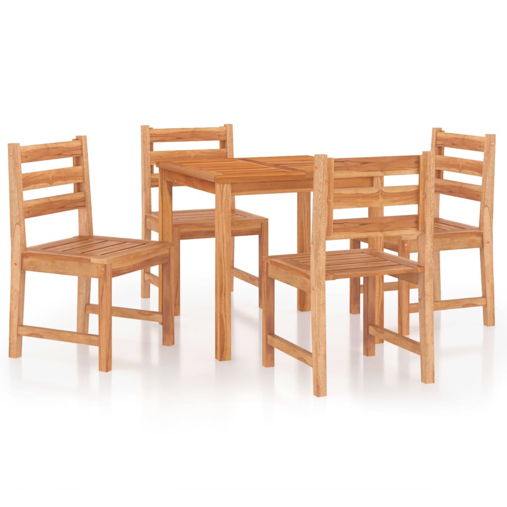 5 Piece Garden Dining Set Solid Wood Teak - OLBRIT
