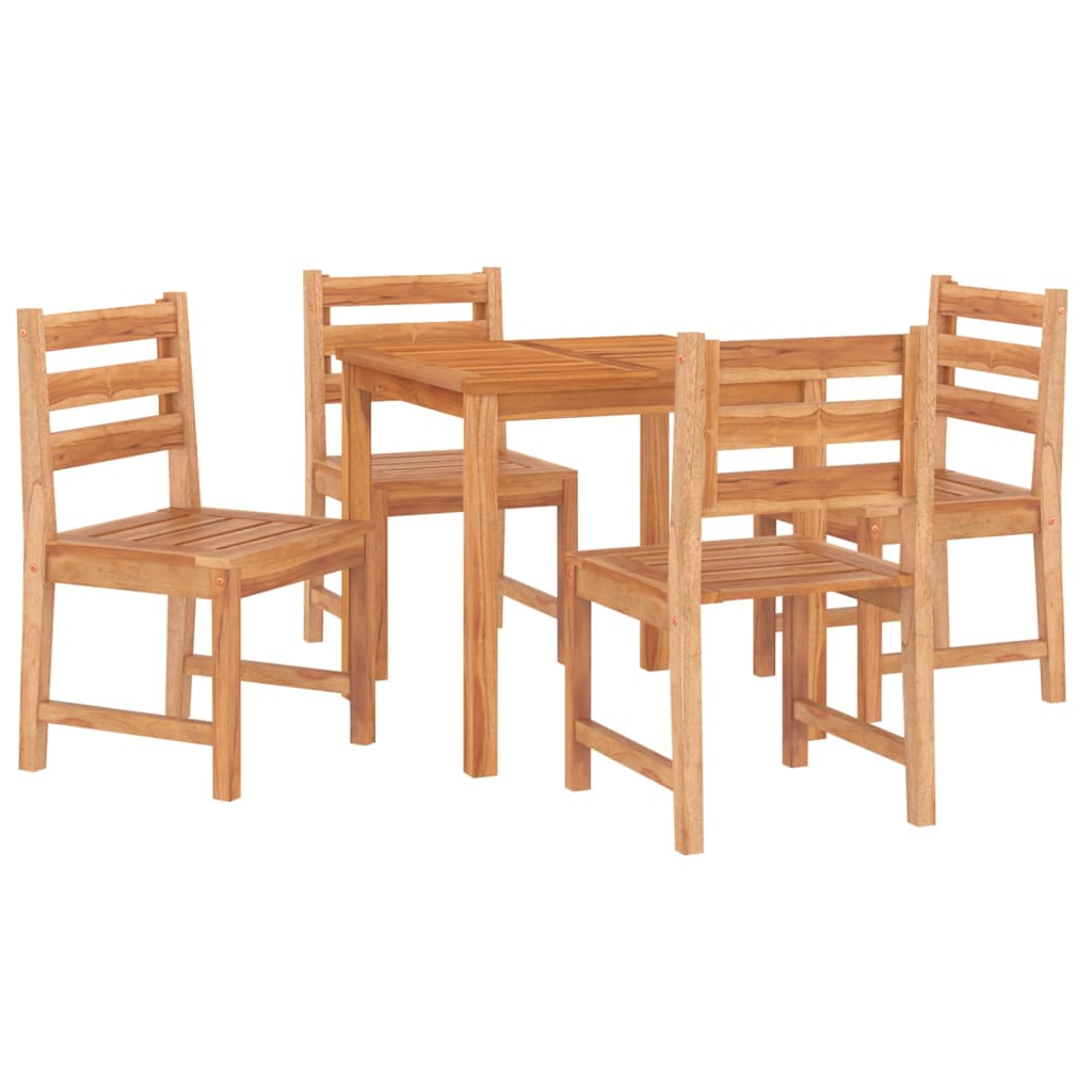 5 Piece Garden Dining Set Solid Wood Teak - OLBRIT