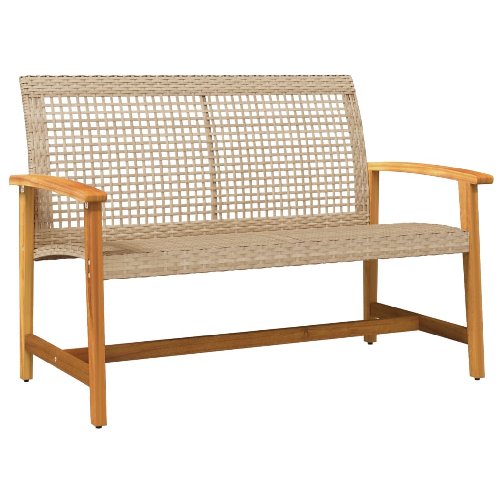 5 Piece Garden Lounge Set Beige Poly Rattan and Acacia Wood - OLBRIT